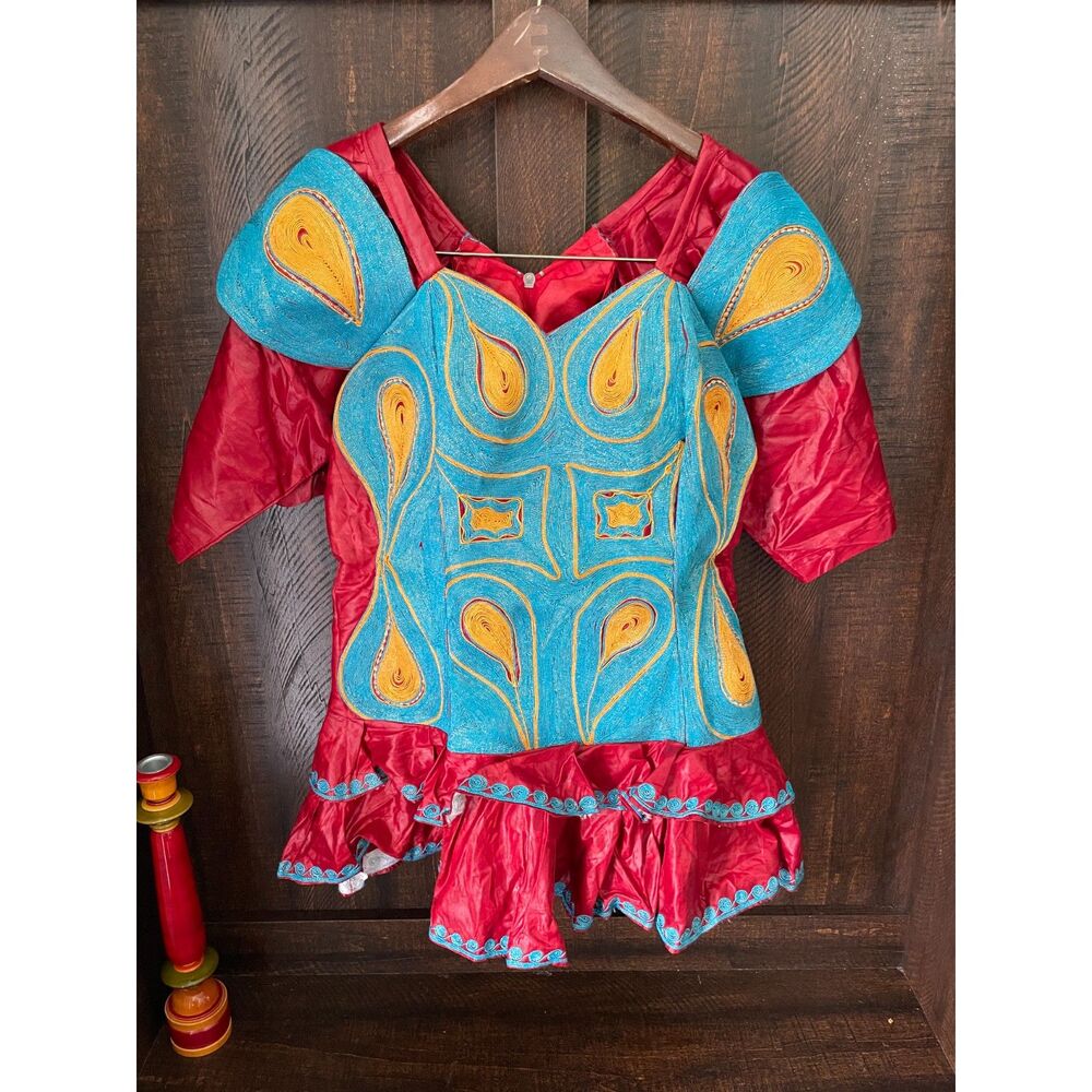 Vintage Boho Embroidered top | fun Statement Dress | Artistic Festival | S